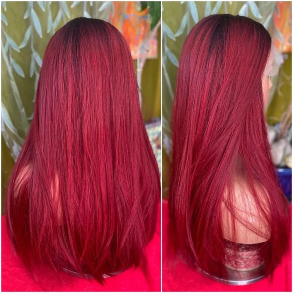 vampire red black lace front wig